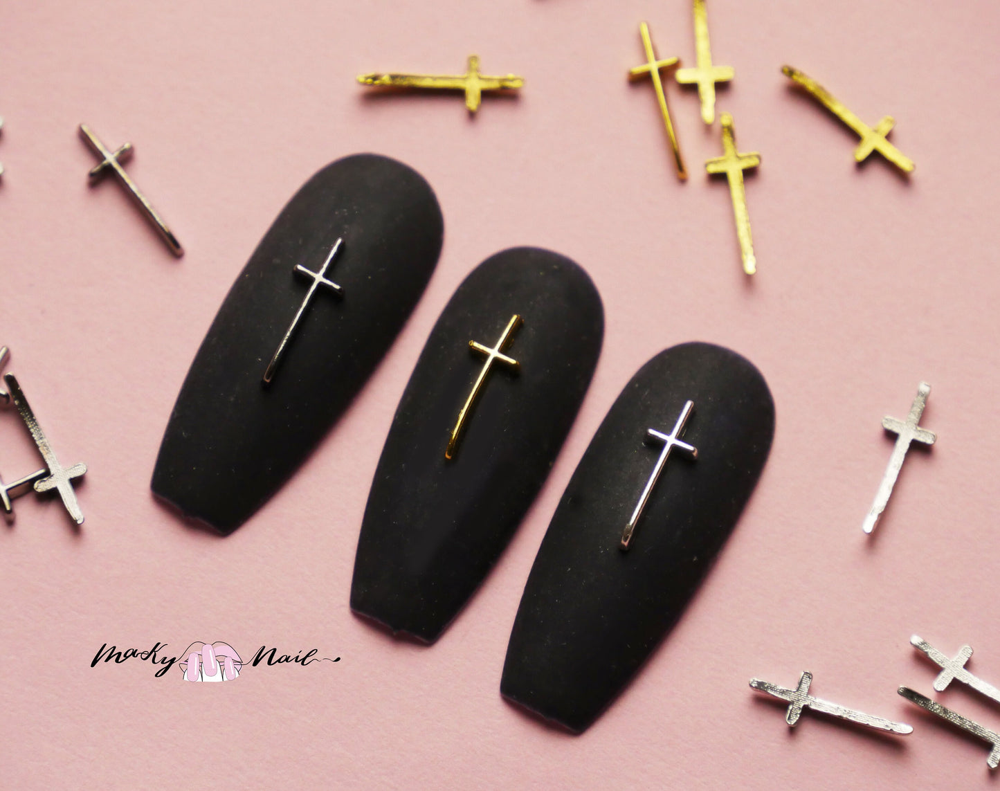 10 pcs Cross nail decoration/Delicate gold silver cooper Nail DIY deco Cross charm for nail gel and polish design