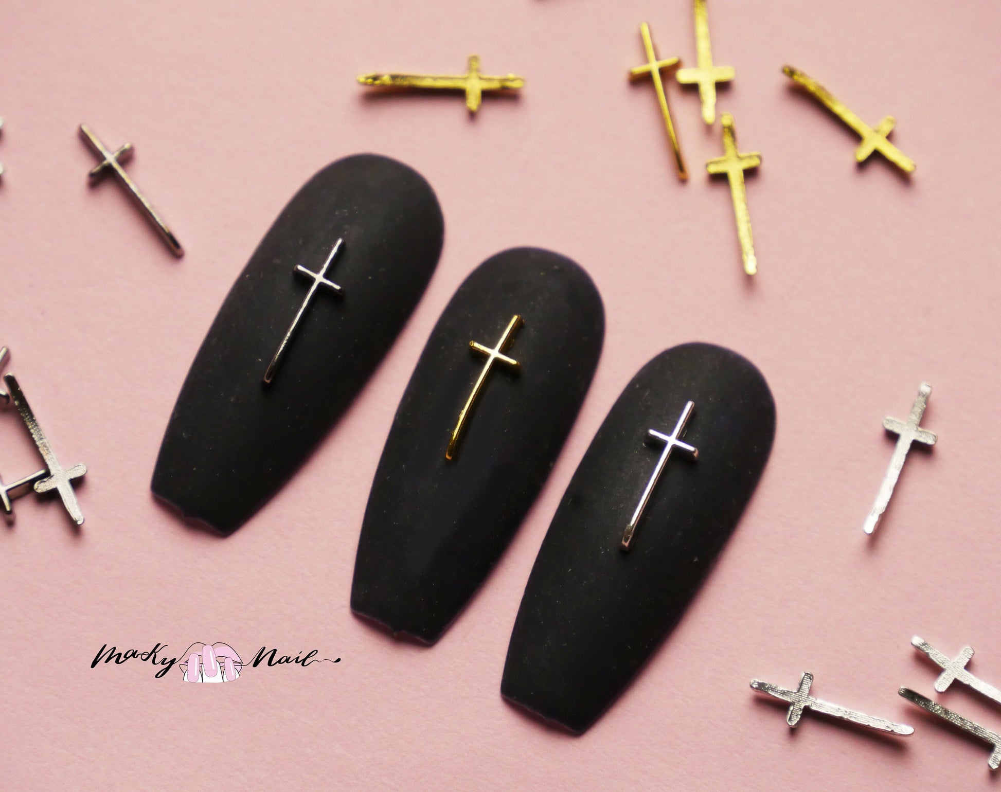 10 pcs Cross nail decoration/Delicate gold silver cooper Nail DIY deco Cross charm for nail gel and polish design