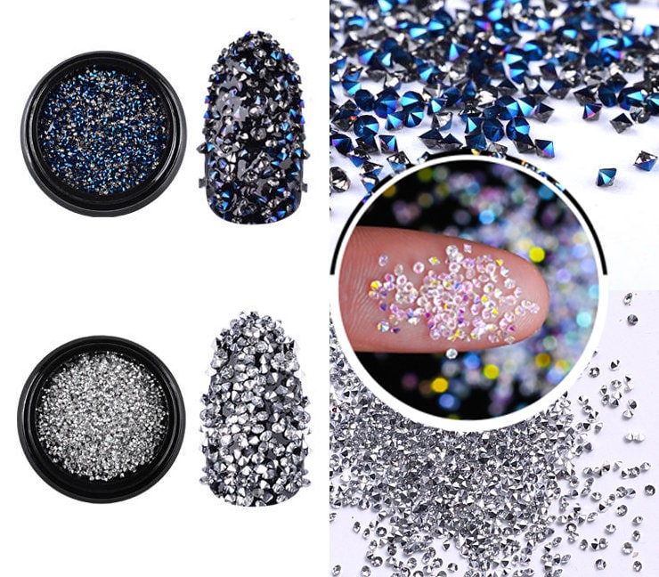 Microbead Culet Diamond crystal Nail Art glitter/ Mini crystal Metallic AB stone Nail design art decoration rhinestones /Mini chatons