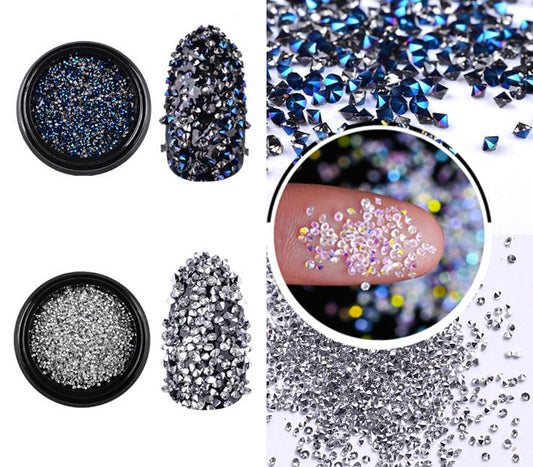 Microbead Culet Diamond crystal Nail Art glitter/ Mini crystal Metallic AB stone Nail design art decoration rhinestones /Mini chatons