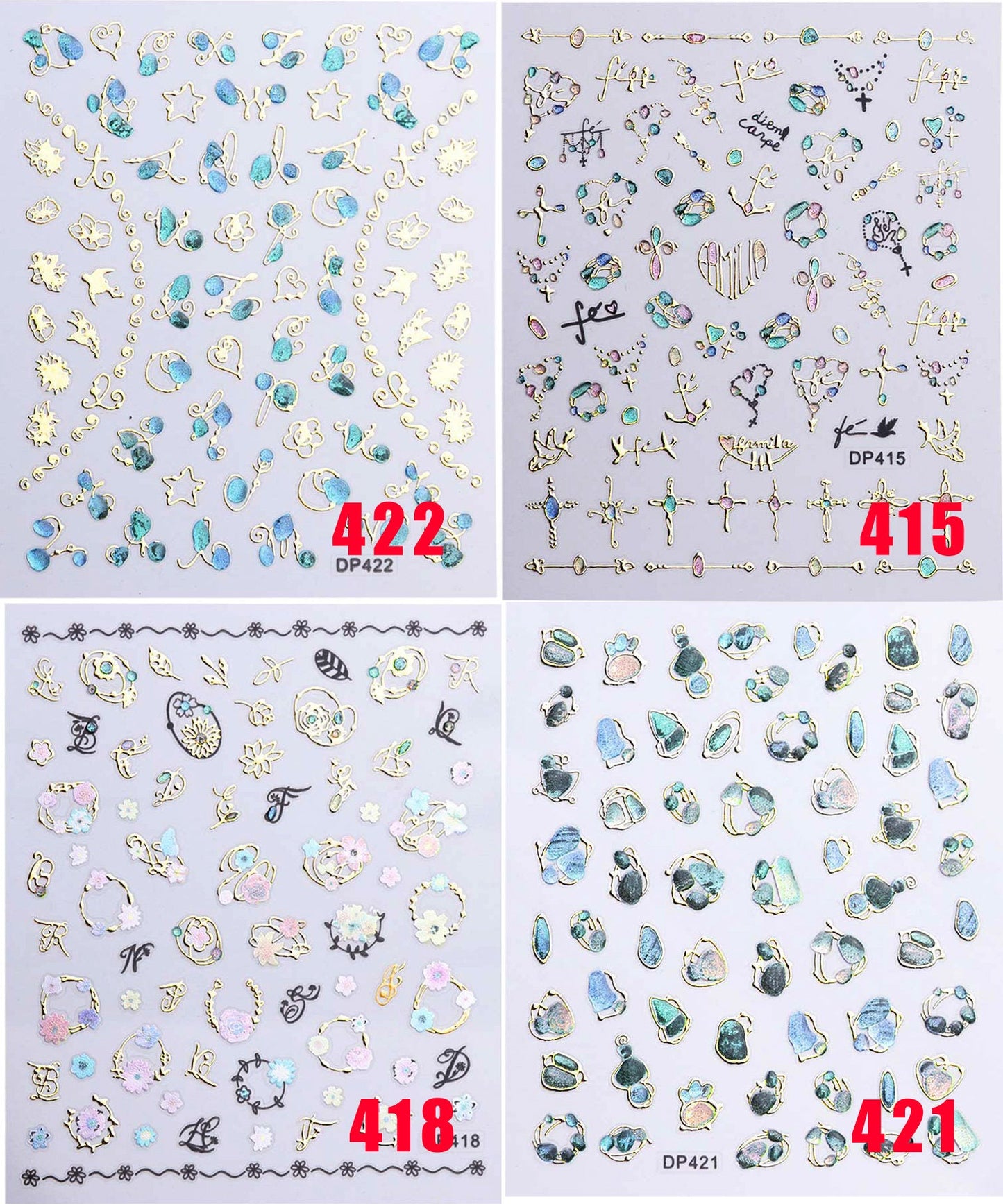 little Universe Epoxy Resin Nail Sticker/ Mindful Nail art gold Stickers/peel off Sticker/ scrawl manicure stencil