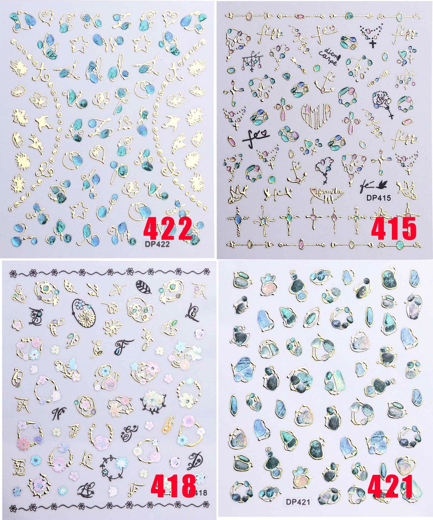 little Universe Epoxy Resin Nail Sticker/ Mindful Nail art gold Stickers/peel off Sticker/ scrawl manicure stencil