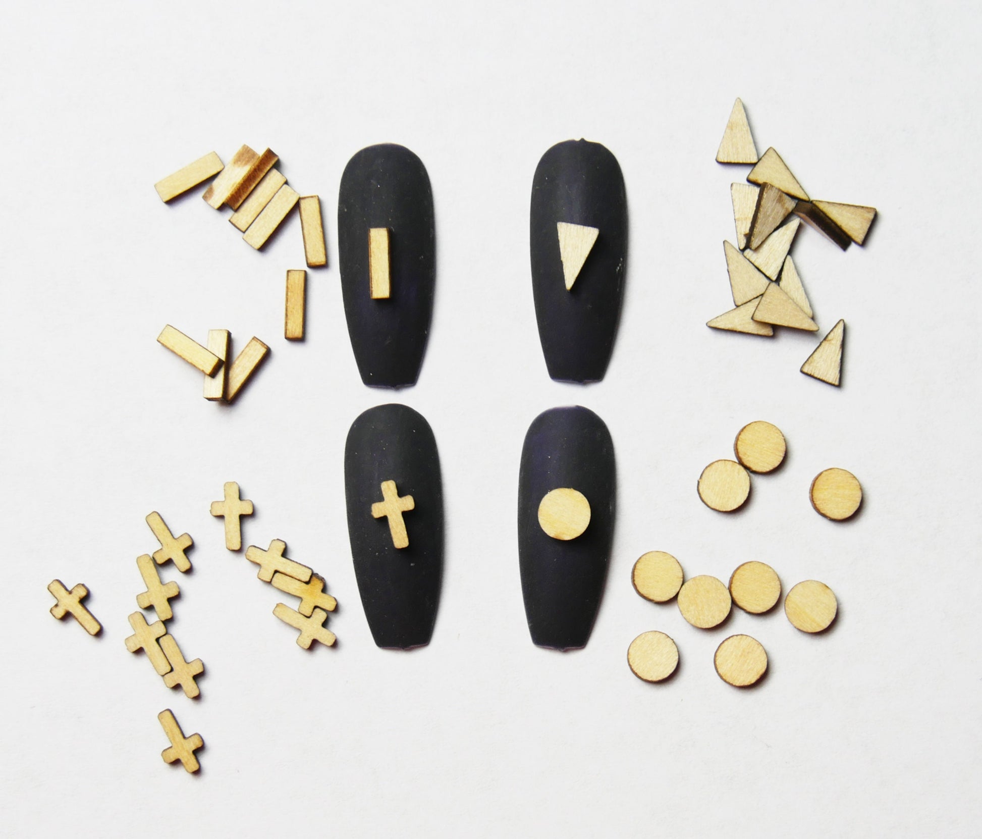5 pcs 3D Wood nail decoration/ Cross Geometry Nail DIY nail deco charm for nail art/ wooden nail charm