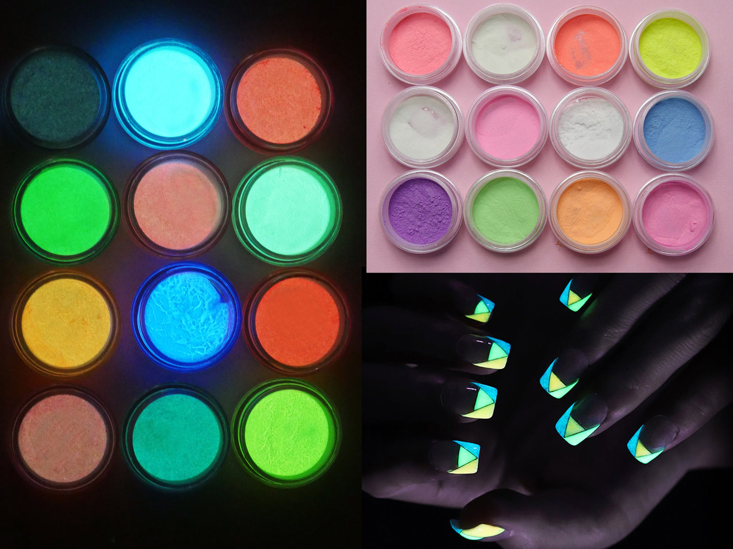 12 colors Neon Noctilucent Nail Flakes/ Glow In The Dark Powder Fluorescent Luminescent Nail Art Pigment/ Glowing nail art powders