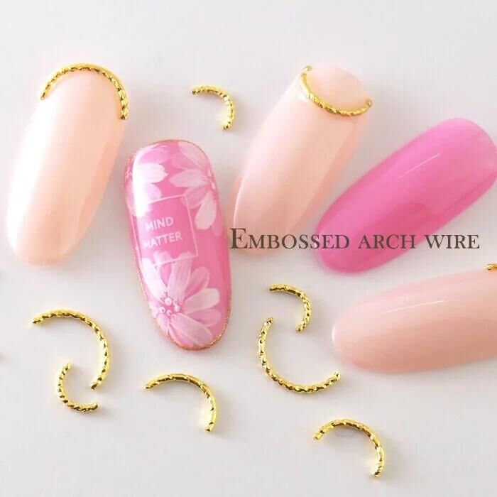 Embossed arch wire nail studs/Lunula gold arc shaped nail decoration