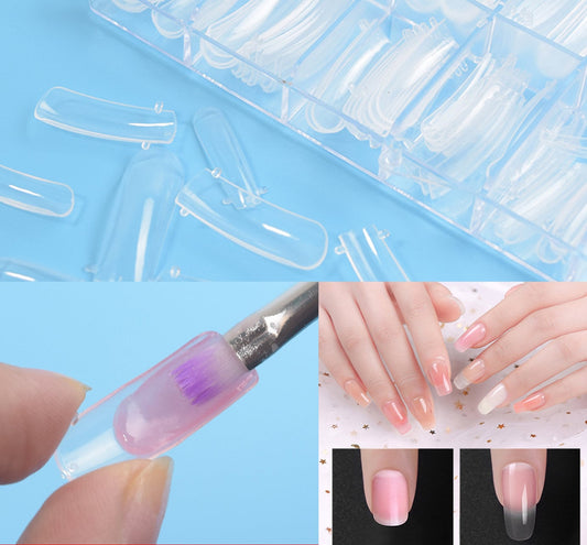 100pcs Quick Poly Building Gel Nail Mold Tips/ Reusable Extension gel Press on mold/False nail Dual Forms Finger Extension Tool