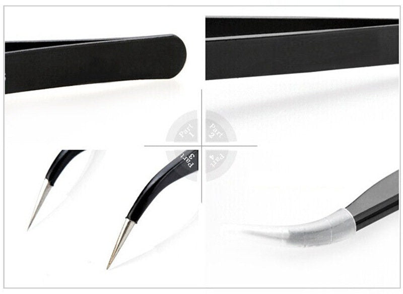 Black Tweezer Anti-Static Steel Tweezers for Craft, Jewelry, Electronics, Nail art tool supply/DIY tool
