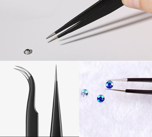 Black Tweezer Anti-Static Steel Tweezers for Craft, Jewelry, Electronics, Nail art tool supply/DIY tool
