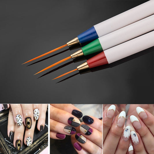3pcs Nail Brush Set for Detailing Striping Nail Art Brushes, liner brush, Painting Brushes set/ Lining painting brush