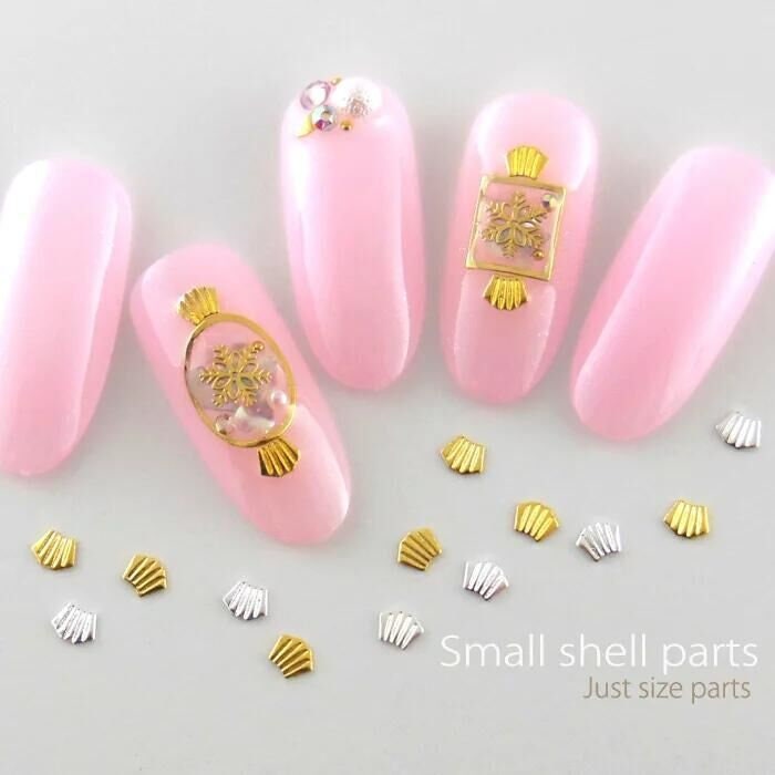 20 pcs Nail supply Metallic Sea shell studs /Petal inspired DIY gold design nail art