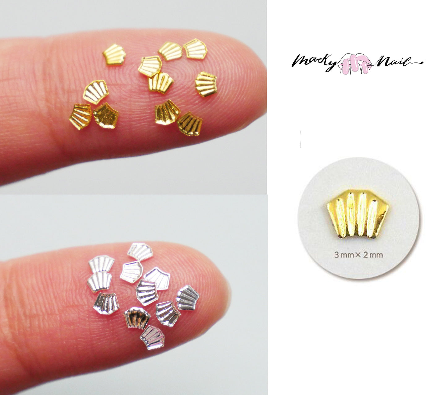 20 pcs Nail supply Metallic Sea shell studs /Petal inspired DIY gold design nail art
