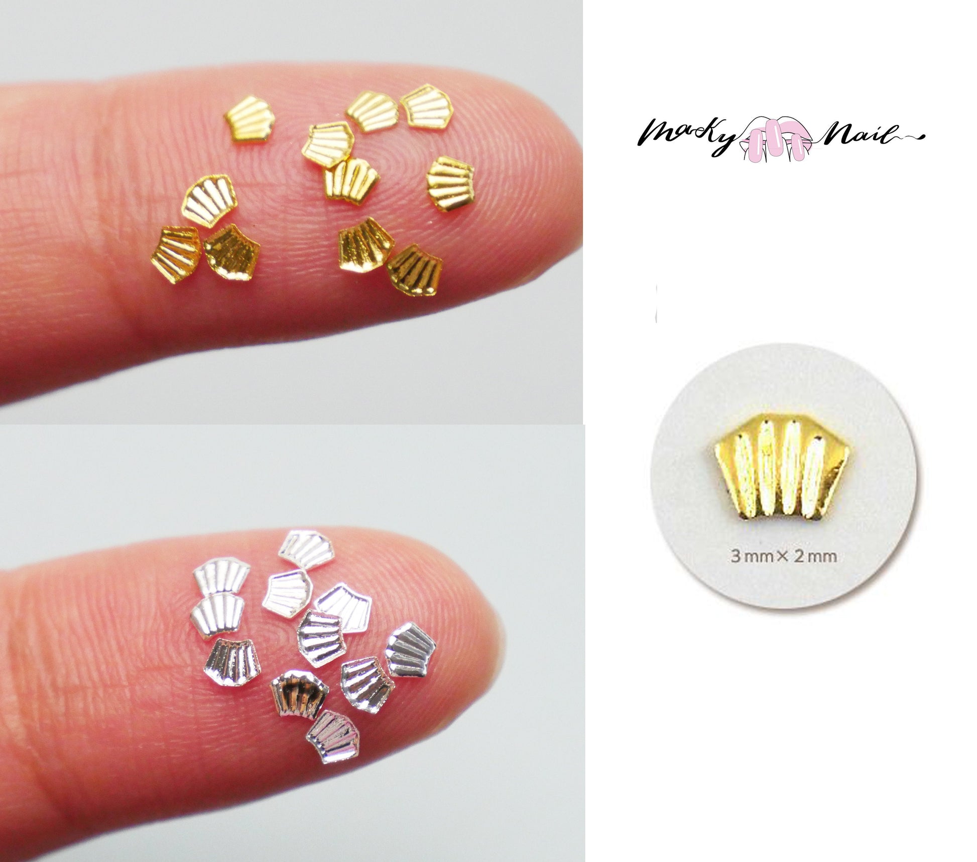 20 pcs Nail supply Metallic Sea shell studs /Petal inspired DIY gold design nail art