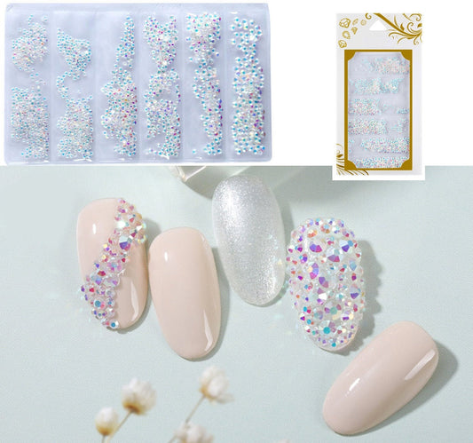 1440 pcs Mixed sizes AB rhinestone/ Non Hot fix flat back nail Art Deco