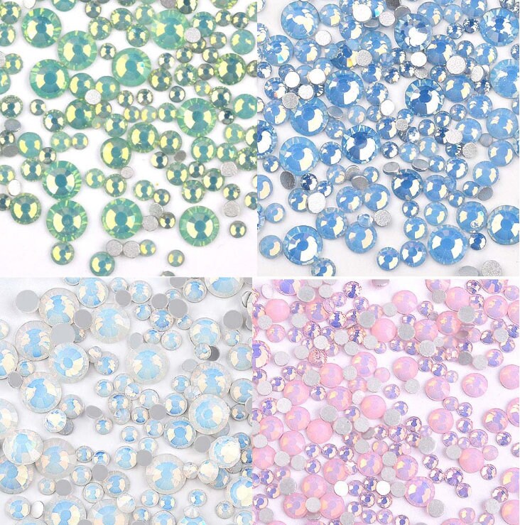 Opal Nail Rhinestones/ Small Opal Glitter Mix Flat Back Crystal Gems Strass  3d Nail Art Decorations