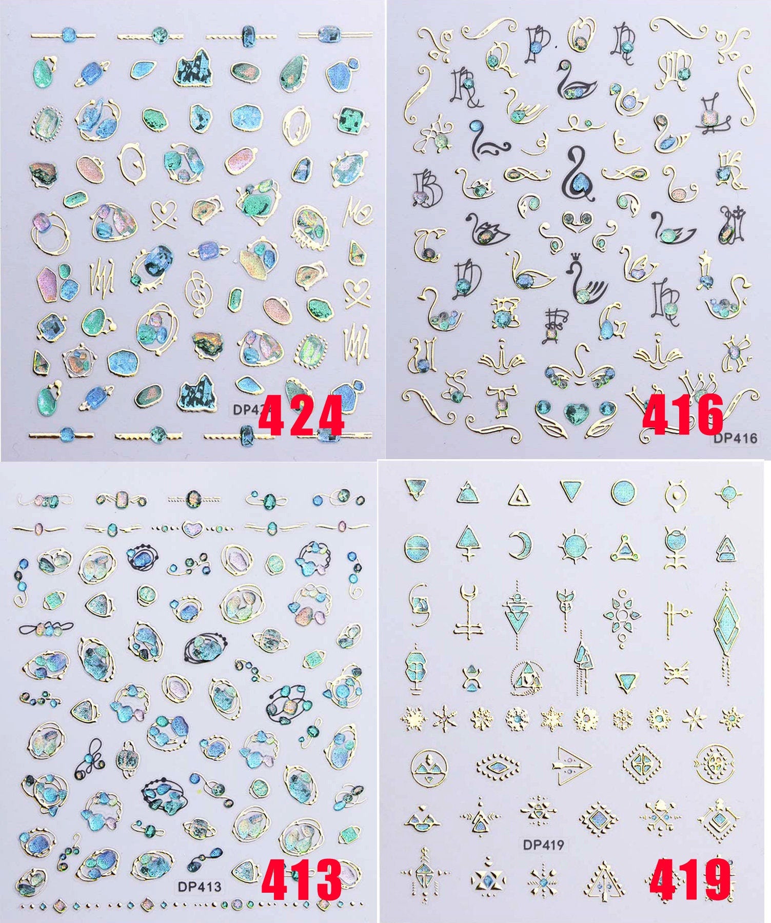 little Universe Epoxy Resin Nail Sticker/ Mindful Nail art gold Stickers/peel off Sticker/ scrawl manicure stencil