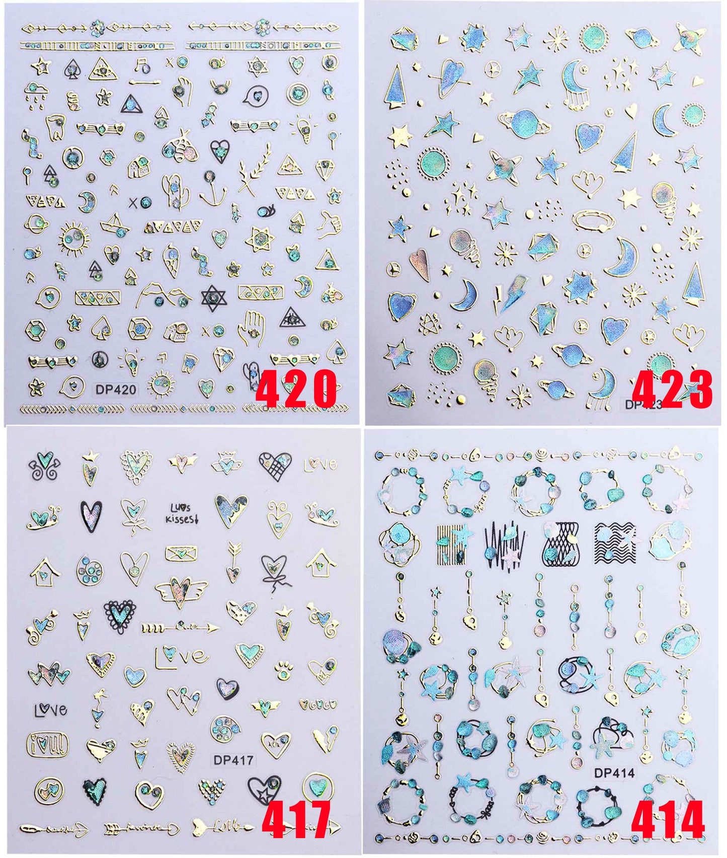 little Universe Epoxy Resin Nail Sticker/ Mindful Nail art gold Stickers/peel off Sticker/ scrawl manicure stencil