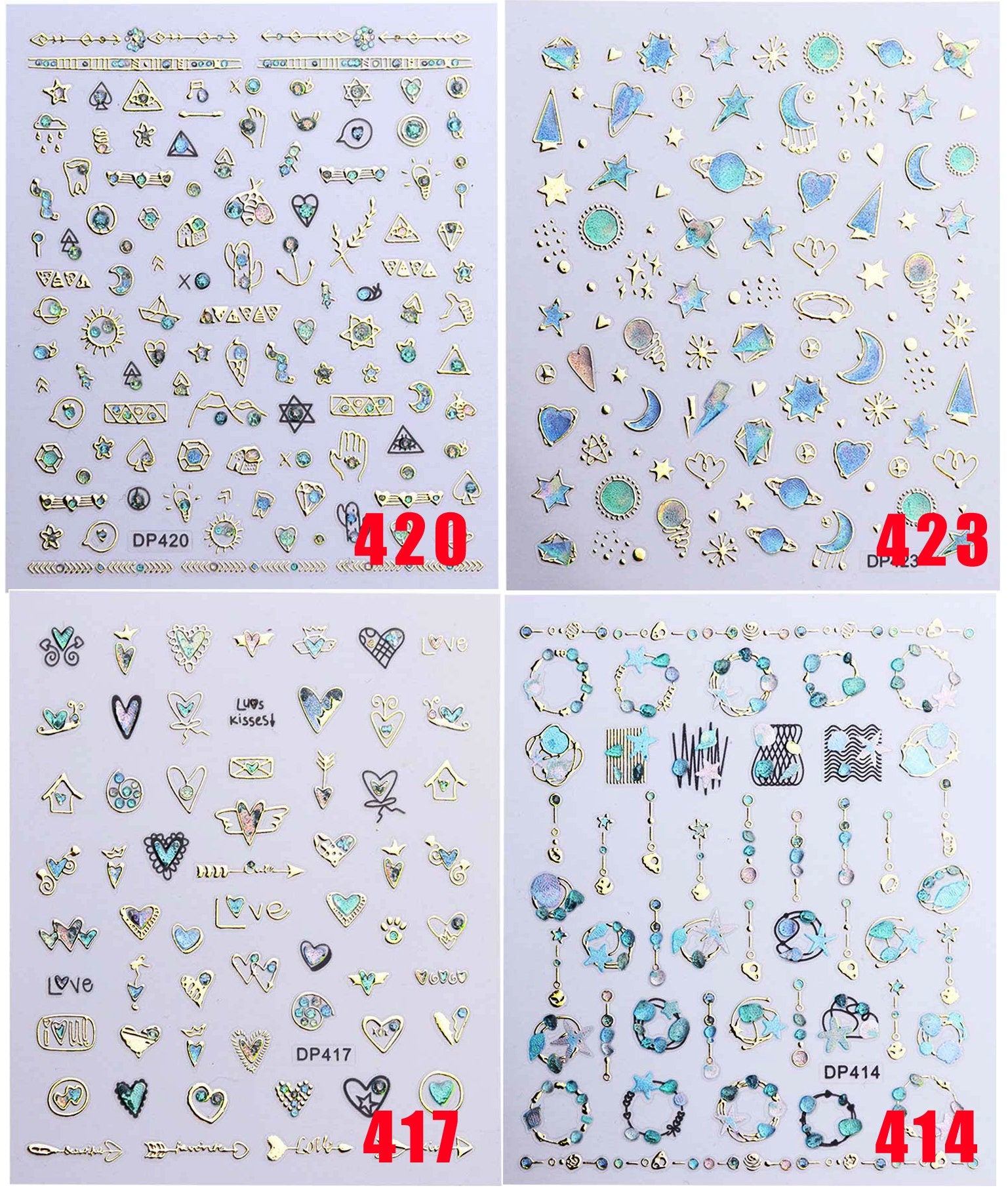 little Universe Epoxy Resin Nail Sticker/ Mindful Nail art gold Stickers/peel off Sticker/ scrawl manicure stencil