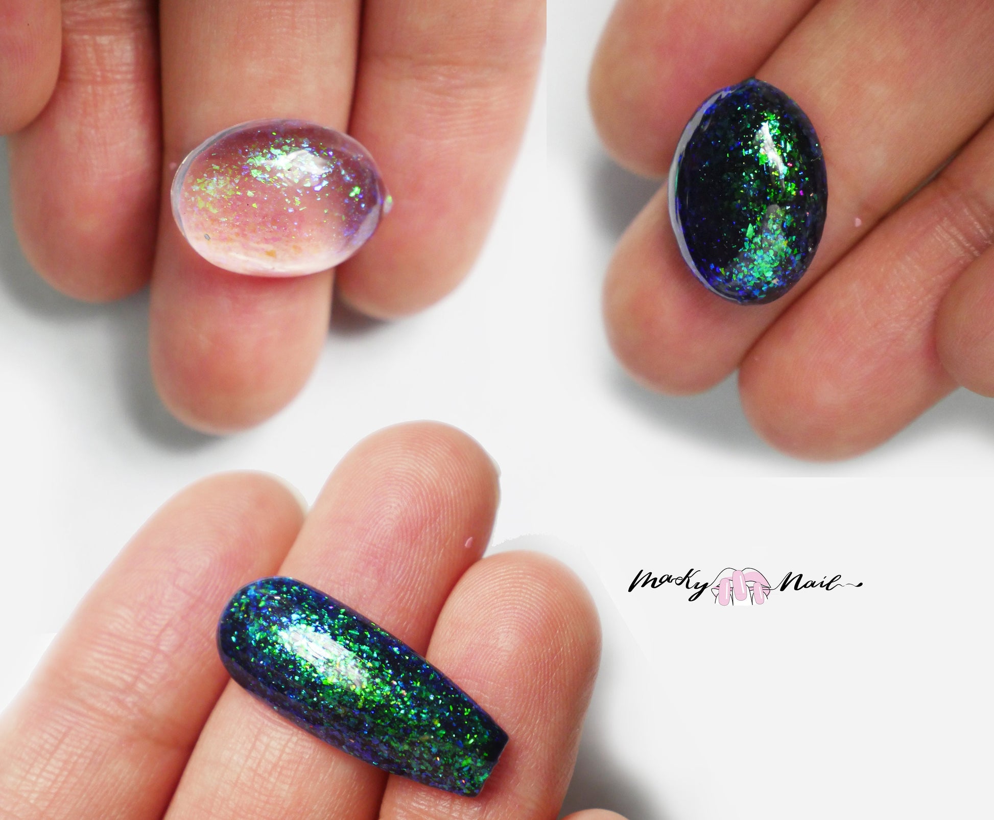 15ml Green Holographic Glitter UV Gel/ Soak- off chameleon Iridescent guttate Nails Gel Polish