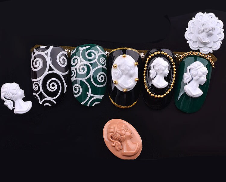 Statue 3D Mold for Nail Art DIY Decoration Design/ UV gel Sculpture Mold Silicone Flower shell portrait frame Template Manicure