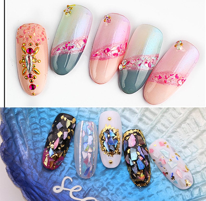 12 cases Sea shell flakes nail decoration/Super thin Pinctada albina Nail flakes DIY nail deco/ Natural shell nail deco