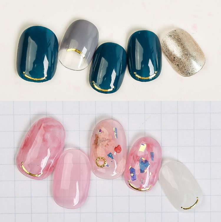 Gold smile arch nail sticker/ Popular Japanese style Lunula half-moon at the base of the nail Self Adhesive Decals/ Peel off gold sticker