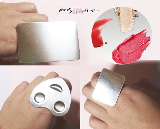 Nail Art stainless steel Palette Mini Finger Ring Dishes Color Mixing UV Gel Polish Paint Tool/ nail detailing design tool