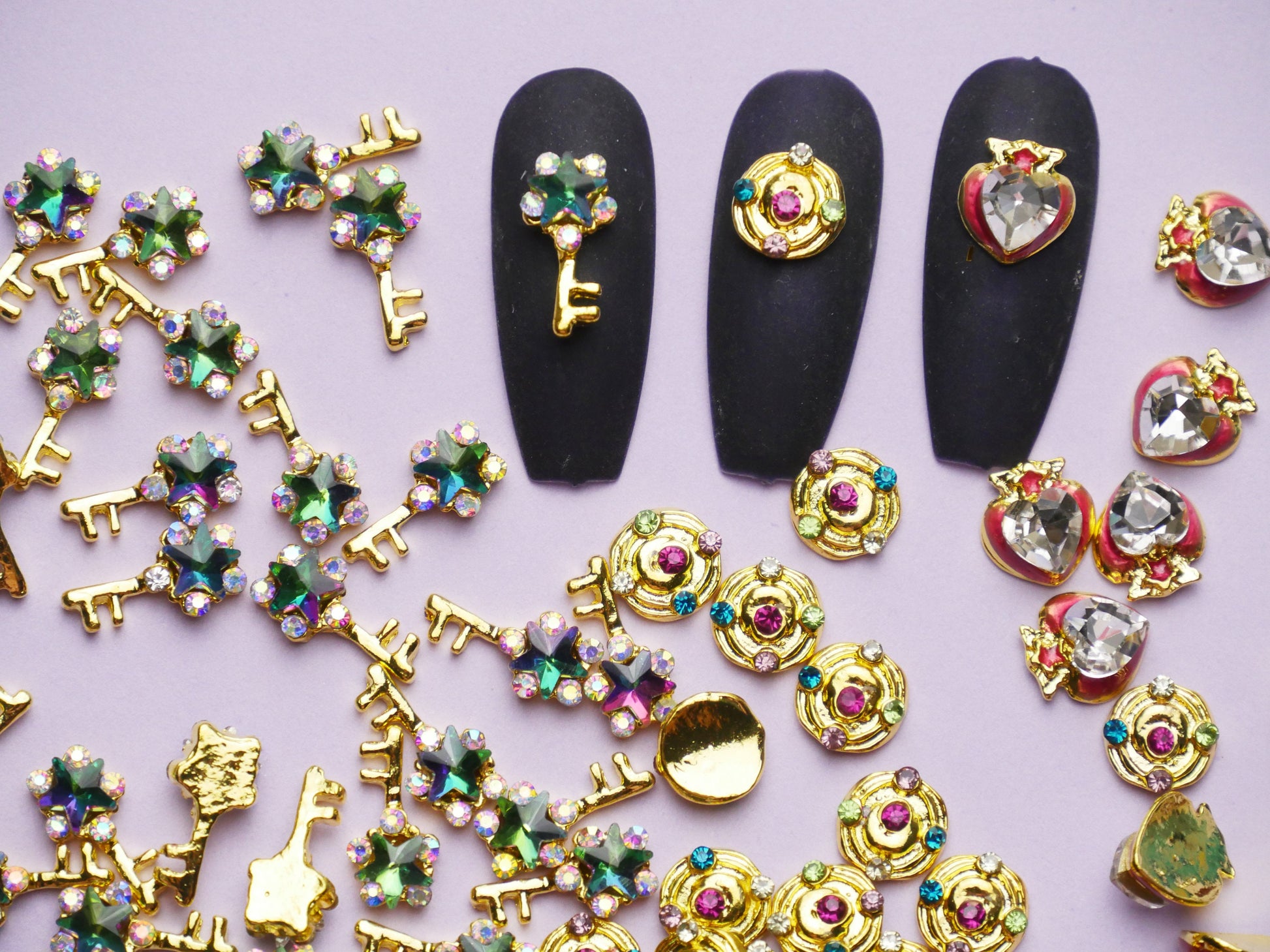 12 pcs Sailor Moon nail decoration/ Sailor Moon Gacha Spiral Heart Moon Rod Wand Japanese nail art charm
