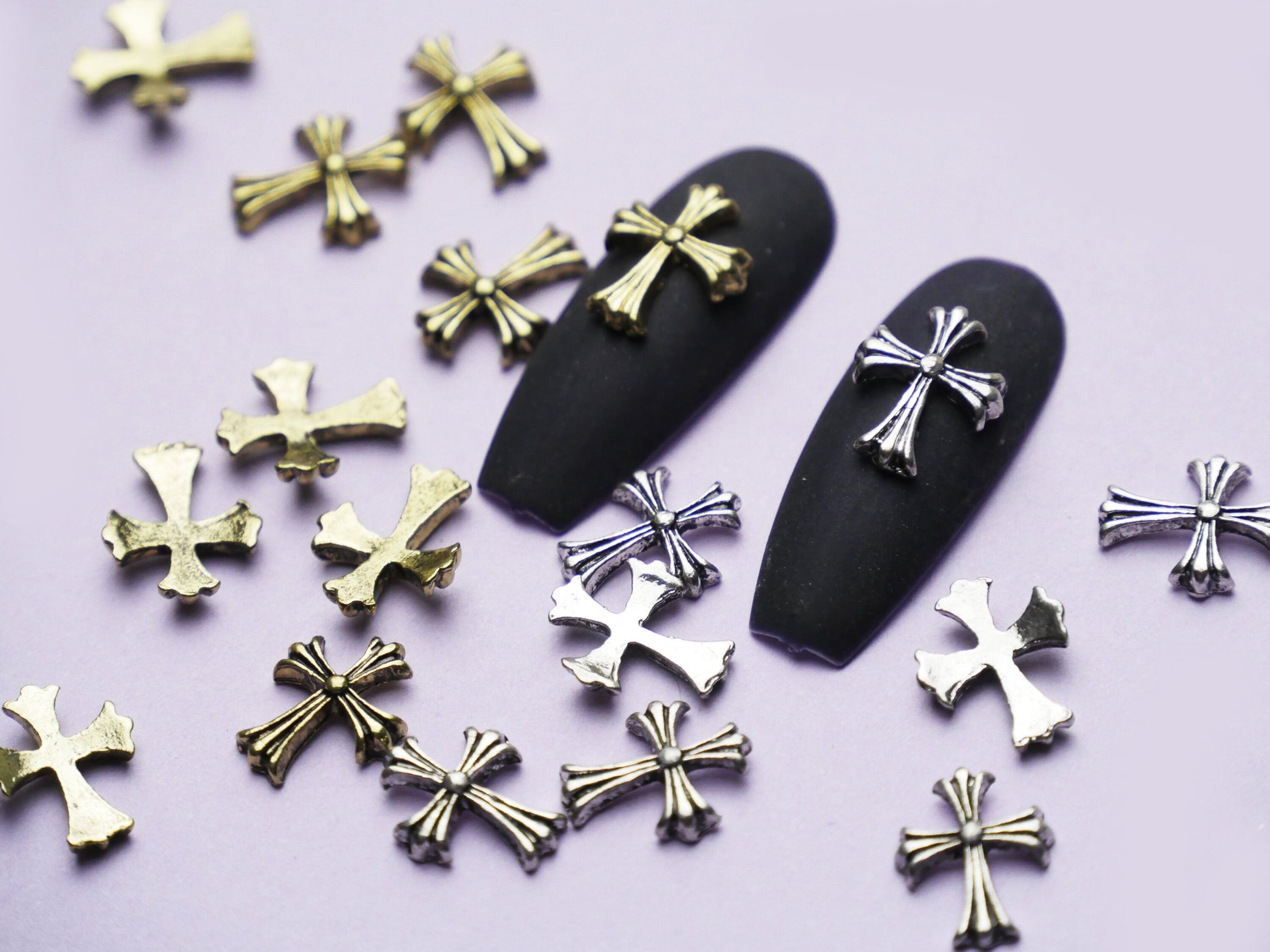 5pcs Antique Cross nail decoration/gold silver Christian Nail DIY deco/ Cross charm for nail gel and polish design