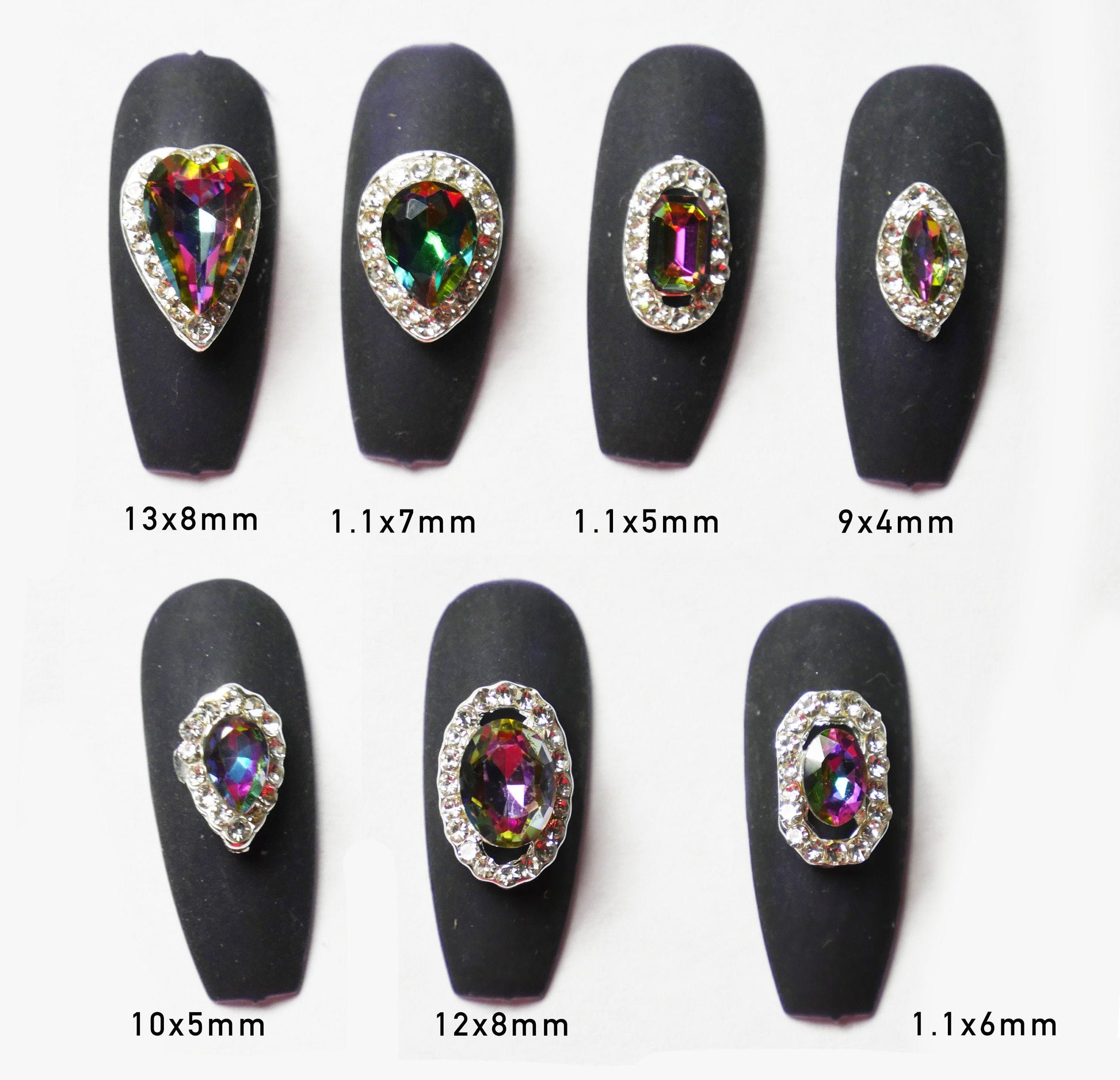 On sale 10pcs 3D silver zircon nail decoration/ Mixed Exclusive luxury design vintage charm jewelry supply