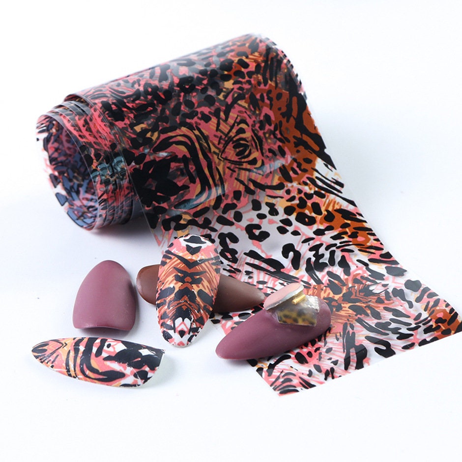 10 Leopard Print transfer paper Foil Nail Art Sticker Decal/ Animal Stripe pattern DIY nail transferring foil design/Nail art supply