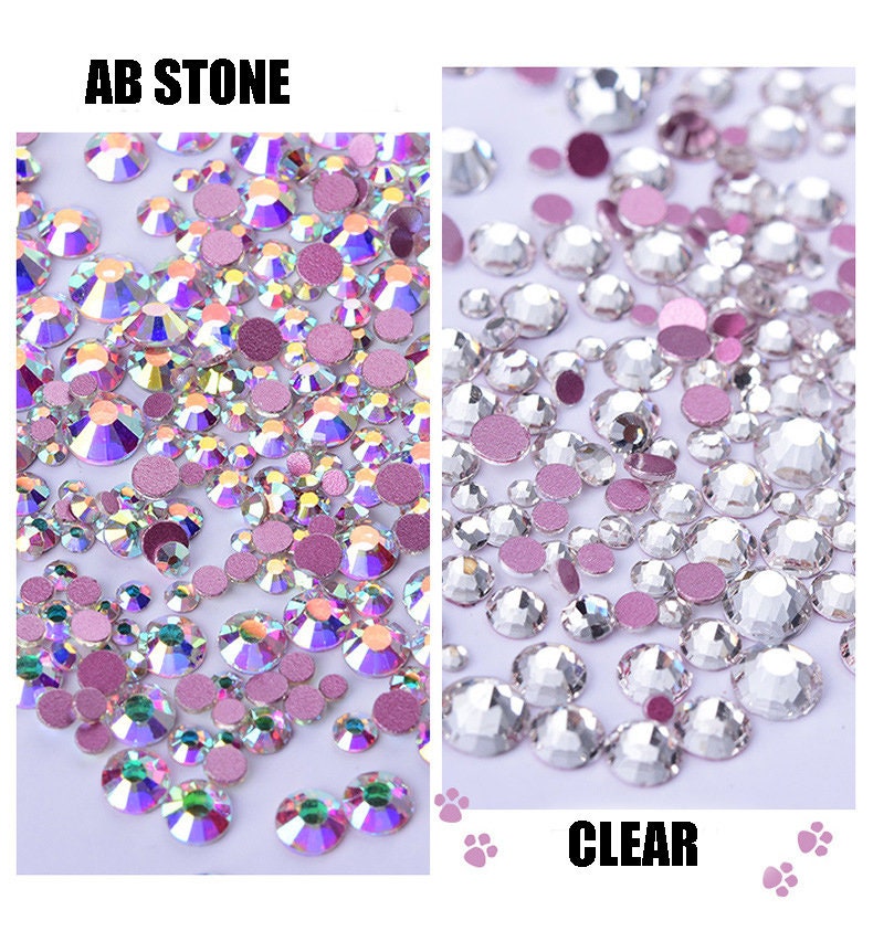 300pcs Crystal AB Rhinestones Flatback For Nail Art, Shoe Decoration & Crafts - Sparkly Bling