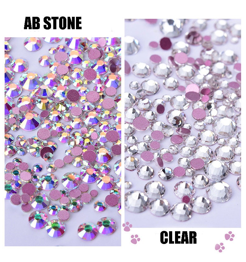 6g Multi-Size AB Rhinestones/ Pink Flat Back Crystal Gems Strass