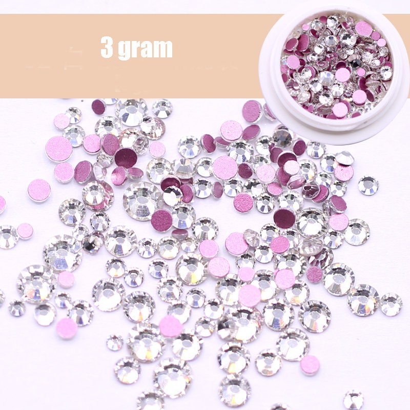 6g Multi-Size AB Rhinestones/ Pink Flat Back Crystal Gems Strass 3d Na –  MakyNailSupply