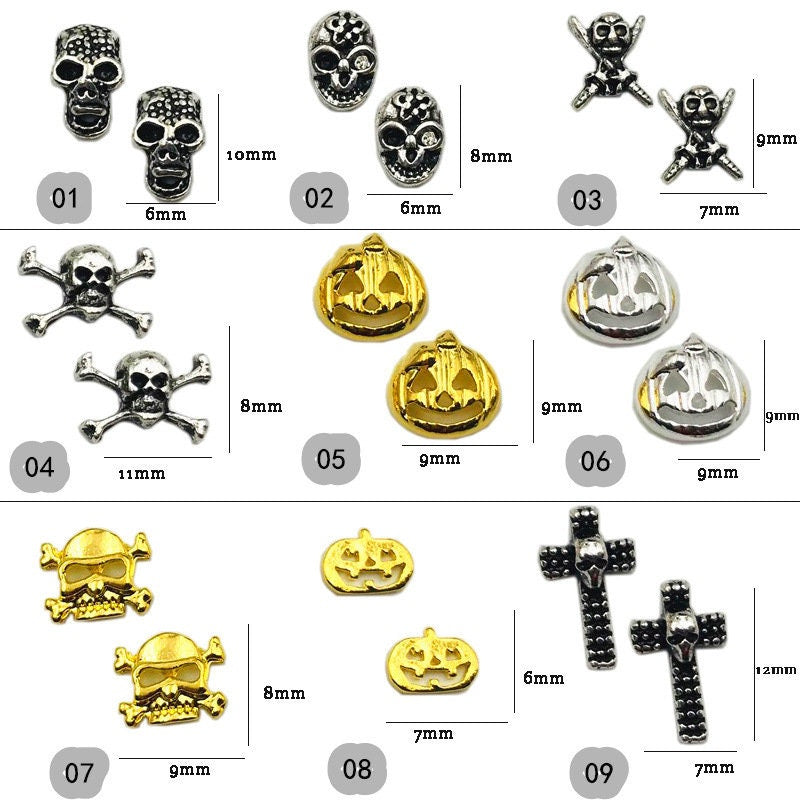 Halloween 3D Punk nail decoration/ Haunt darkness Skull Nail DIY/ Pumpkin Cross Witch nail style Holiday nail art charm