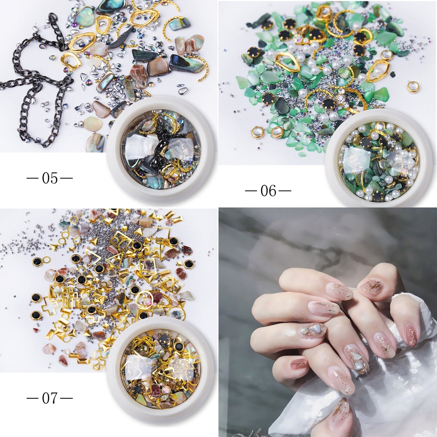 Mixed Sea shell flakes nail decoration/Irregular Pinctada albina Nail flakes DIY nail deco