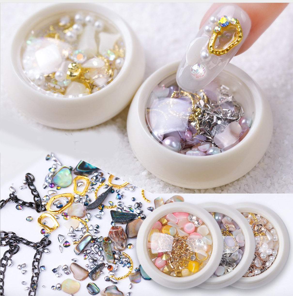 Mixed Sea shell flakes nail decoration/Irregular Pinctada albina Nail flakes DIY nail deco