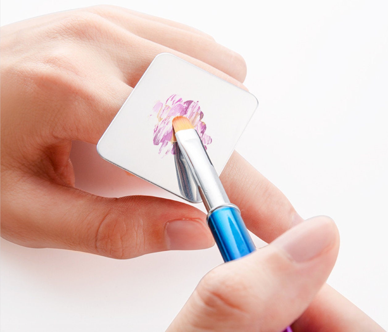 Nail Art stainless steel Palette Mini Finger Ring Dishes Color Mixing UV Gel Polish Paint Tool/ nail detailing design tool