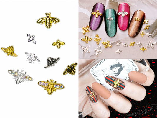 5 pcs 3D Bee nail decoration/ Bee golden Nail DIY nail deco Bee charm for nail gel mail polish design