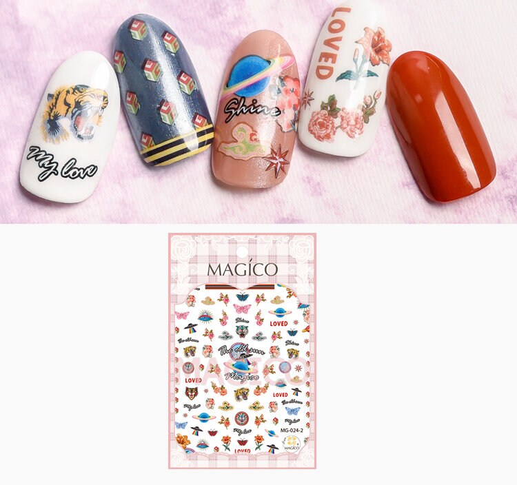 Magic world Wild Tiger Animal fairy tail Nail Art Sticker/ Butterfly DIY Tips peel off Stickers/ UV gel nail polish manicure stencil