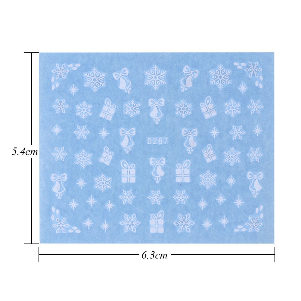30 pcs Christmas Snow nail Tattoo/ Snow Flake nail sticker/ Water transferred Nail Art Stickers Self Adhesive Decals/ Holiday nail Tattoos