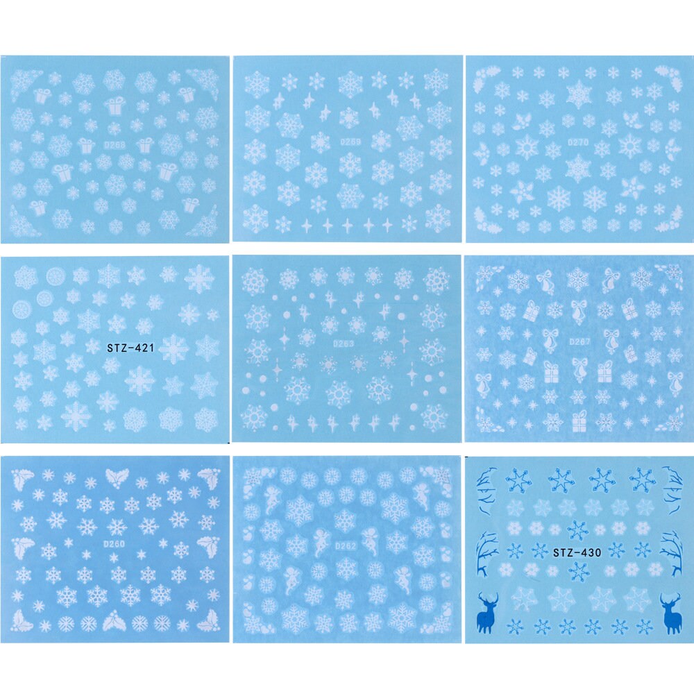 30 pcs Christmas Snow nail Tattoo/ Snow Flake nail sticker/ Water transferred Nail Art Stickers Self Adhesive Decals/ Holiday nail Tattoos