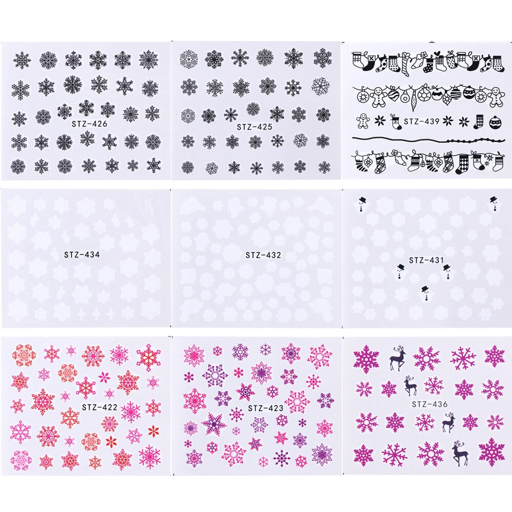 30 pcs Christmas Snow nail Tattoo/ Snow Flake nail sticker/ Water transferred Nail Art Stickers Self Adhesive Decals/ Holiday nail Tattoos