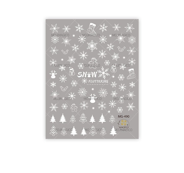 White Snow Theme nail sticker