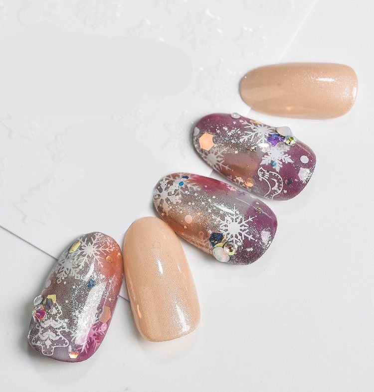 White Snow Theme nail sticker