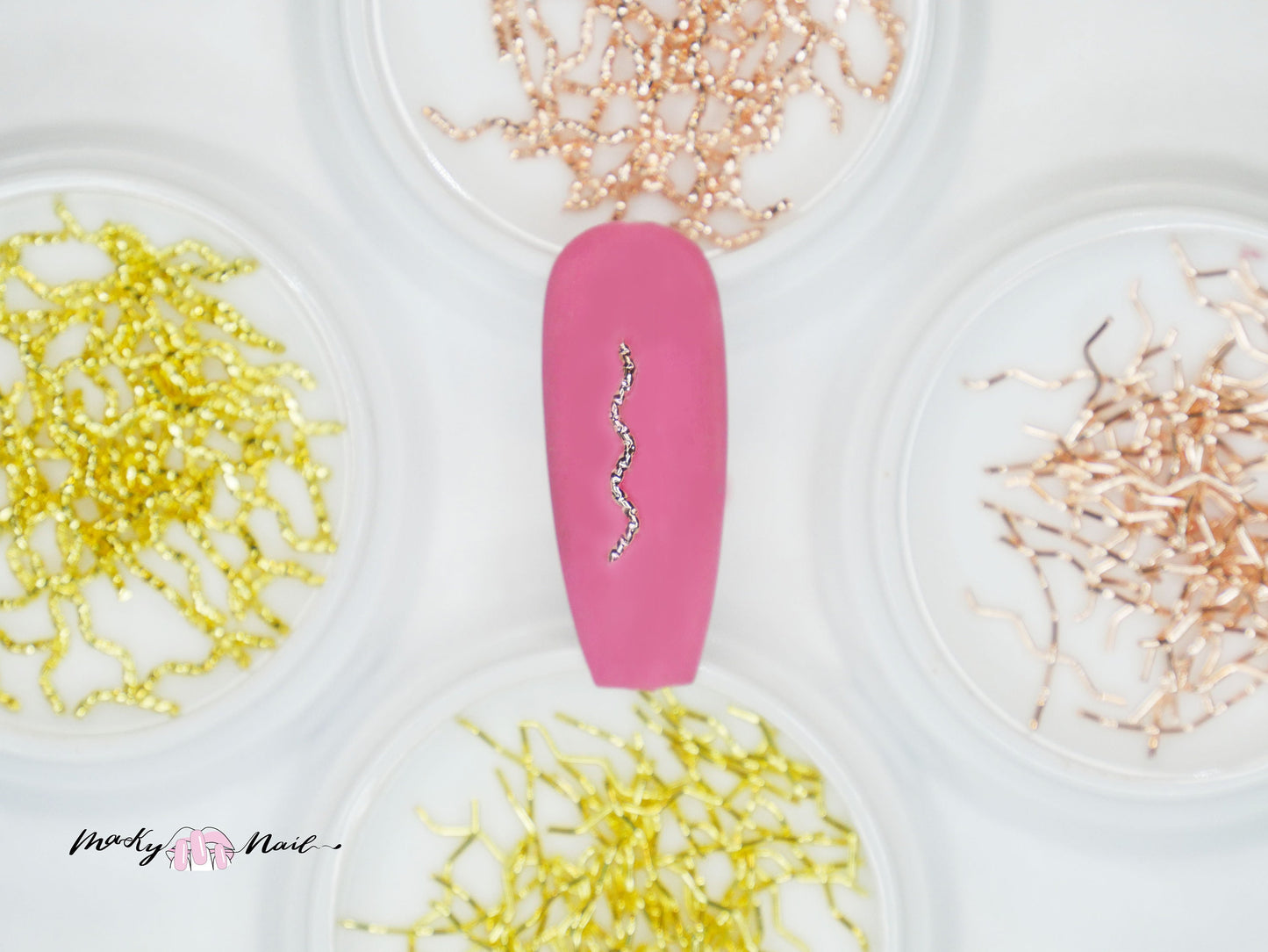 Embossed wave nail studs/Rose gold wavy nail decoration
