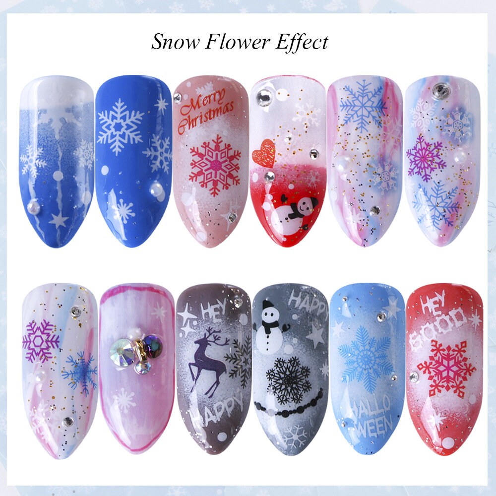 30 pcs Christmas Snow nail Tattoo/ Snow Flake nail sticker/ Water transferred Nail Art Stickers Self Adhesive Decals/ Holiday nail Tattoos