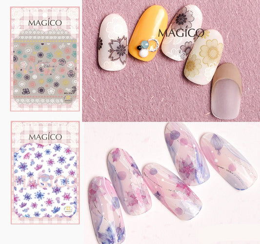 Winter Snow Flake Purple Lace Flower Nail Art Sticker/ DIY Tips Transfer Stickers/ flower Sticker/ floral blossom manicure stencil