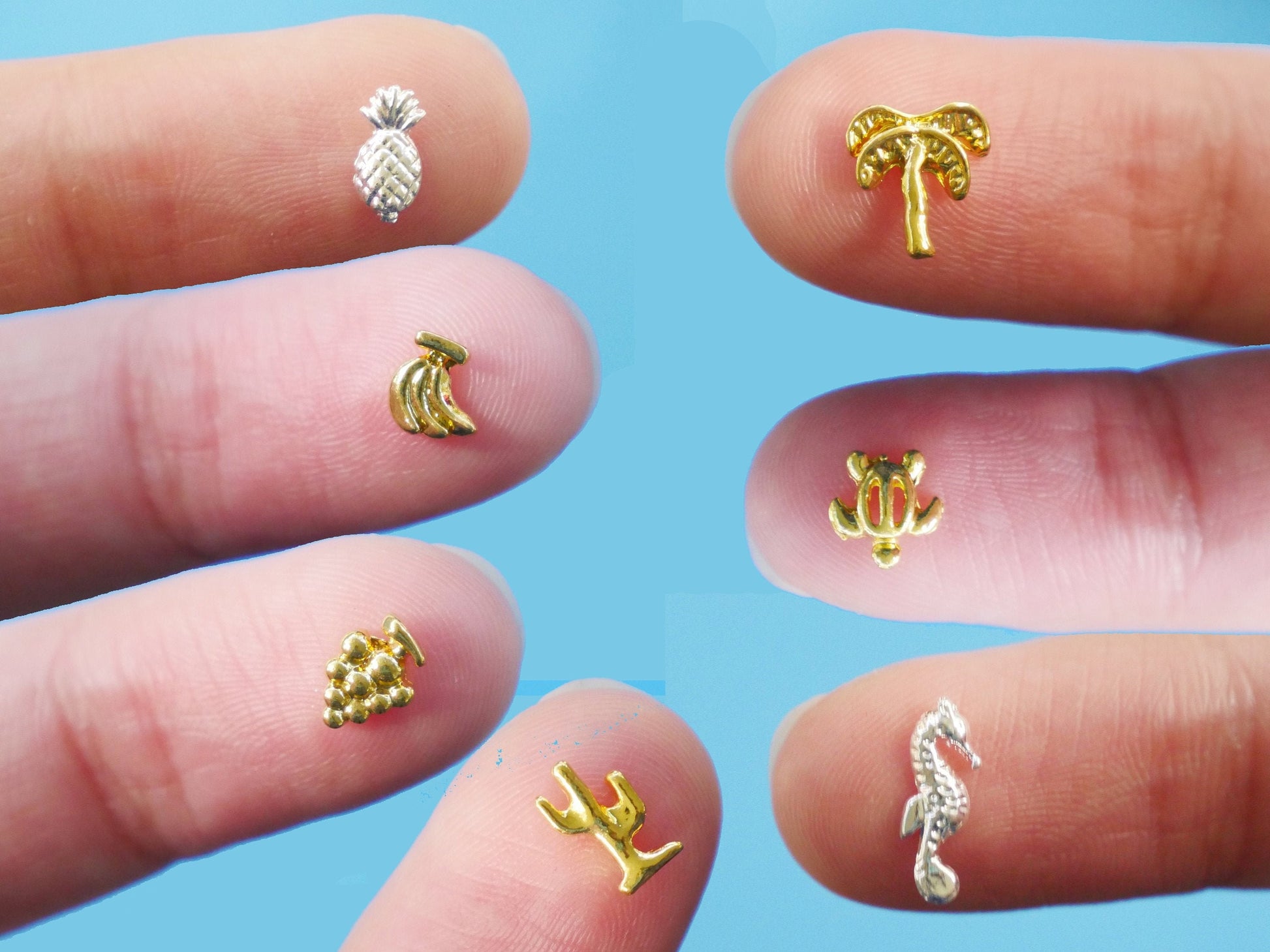 10 pcs Tropical Nail supply Metallic studs /ocean inspired beach nail design art nail