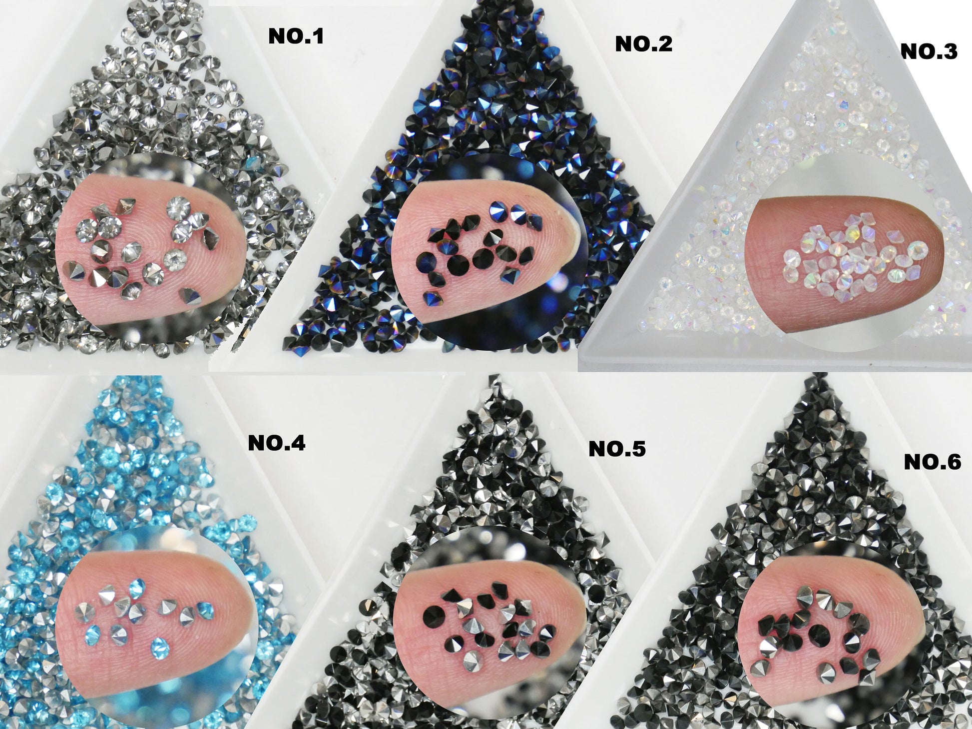 2.3 mm Pointed Gemstones for nail art/ Microbead Culet Diamond crystal Nail Art Decals/ Mini Punk Metallic Nail design art decorations