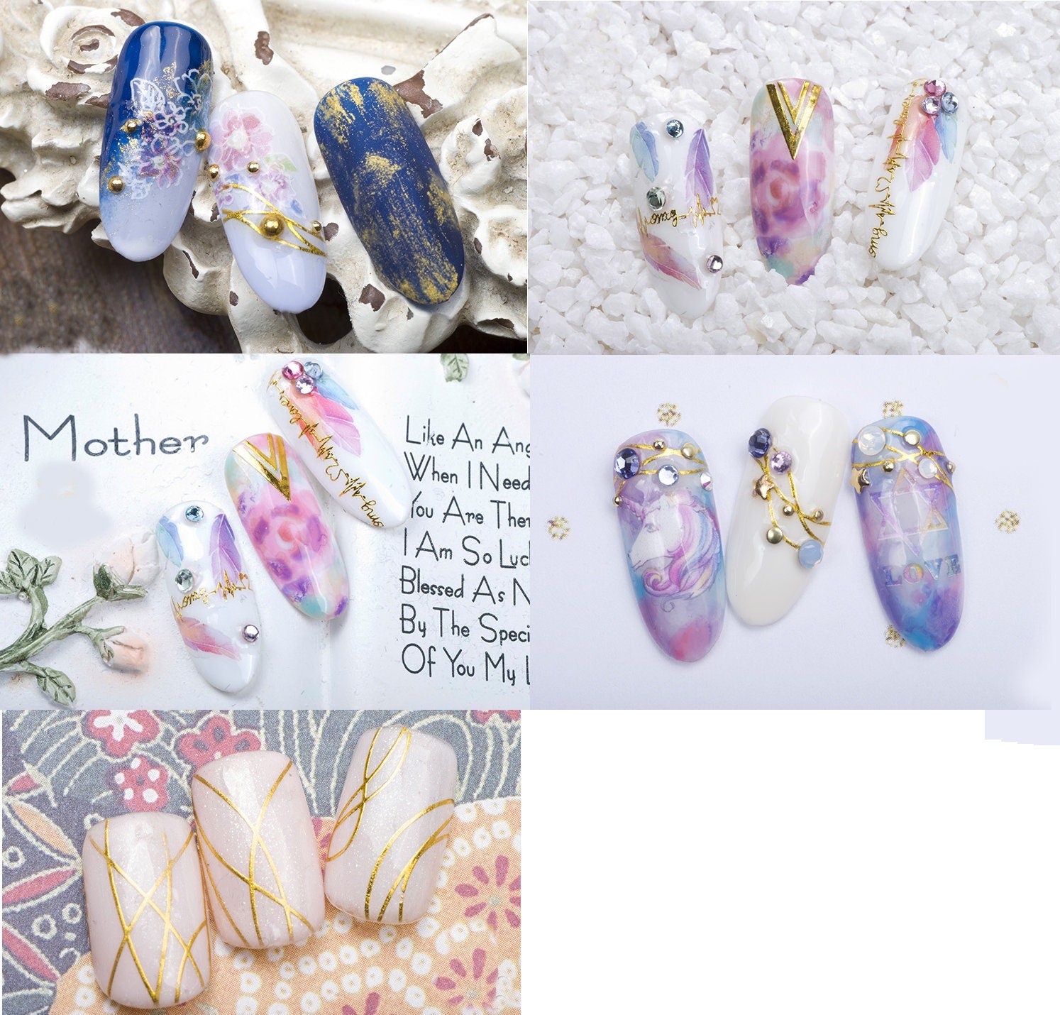 Geometry nail sticker/ Golden wave stripe Self Adhesive Decals/ Heart monitor Electrocardiogram ECG heart beat sticker
